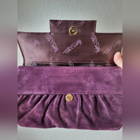 RUTH SALTZ Clutch Purple Suede Vintage 80s Rare - Picture 10 of 12